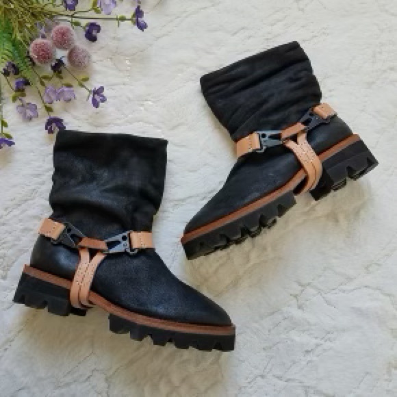 NEW! We The Free Reyna Harness Boot - Free People - Black Leather - Picture 2 of 5